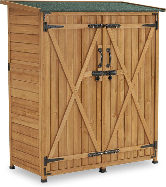 Abri de Jardin en Bois Imperméable pour Extérieur, 122x60x137 cm - MCombo