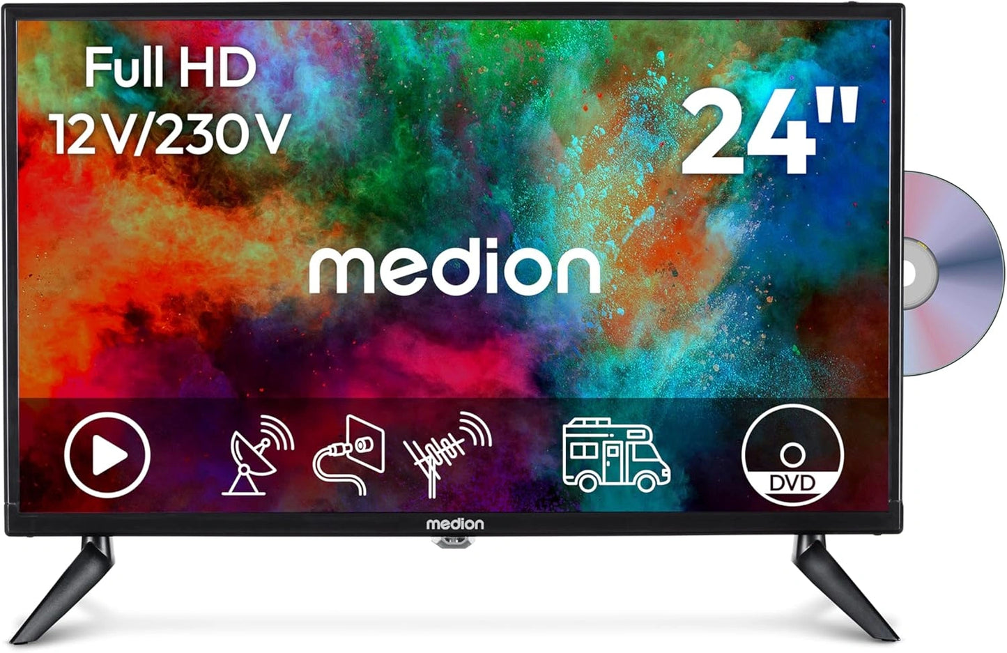 Téléviseur 24" HD avec DVD, idéal camping, 12V, HDMI
