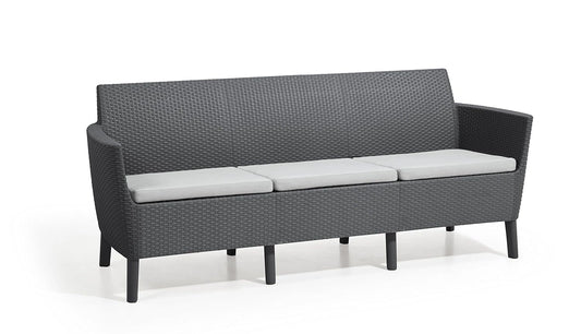 Canapé de Jardin 3 Places Keter Salemo avec Coussins, Coloris Graphite