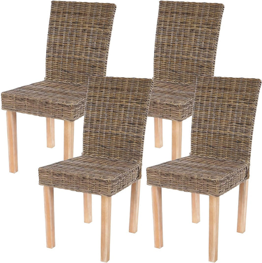 Lot de 4 chaises de salle à manger en rotin Kubu, 56 x 43 x 89 cm